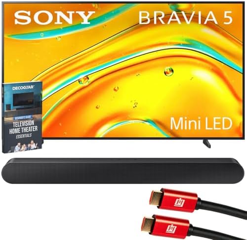 Sony BRAVIA 5 98 inch Mini LED 4K HDR Google TV (2025) K98XR50 Bundle with Samsung 3.0ch All-in-One Soundbar, 2X HDMI Cable and Deco Gear Home Theater Beginner's Guide