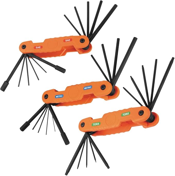 Klein Tools 70553 31-Piece Pro Folding Hex Key Set with 5-Pack Stand-Up Zipper Tool Pouch Bag Set