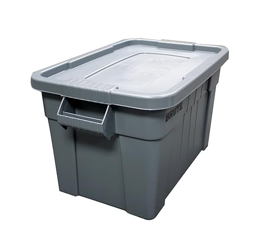 Rubbermaid Commercial Products Brute Tote Storage Container With Lid, 20-Gallon, Gray,