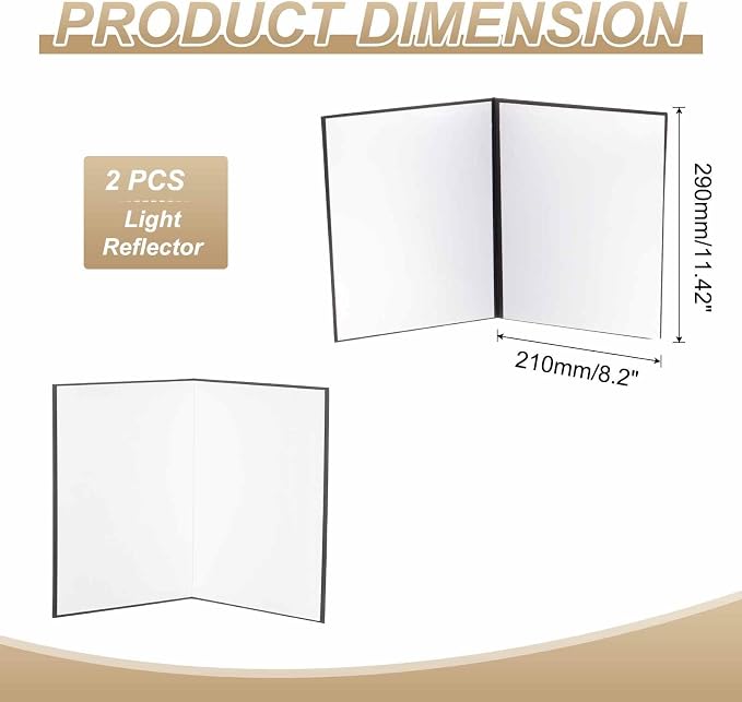 2Pcs 11"x8" Light Reflector 2 in 1 Photography Reflector Cardboards, Foldable &