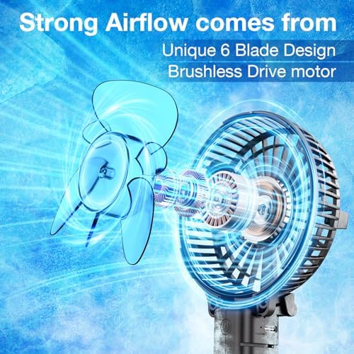 VersionTECH. Portable Handheld Fan, Powerful+Durable+180° Foldable, Mini Hand Fans with USB Rechargeable Battery Operated Cooling Accessories for Personal Use, Travel, Office Black