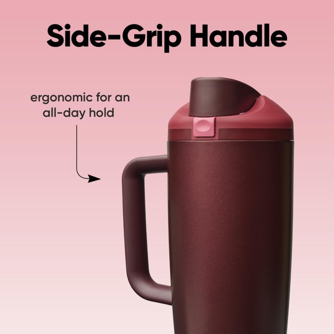 Owala FreeSip Tumbler - Insulated Stainless Steel Water Bottle with Built-In Straw | 40oz, Black Cherry, BPA Free, Leak Proof