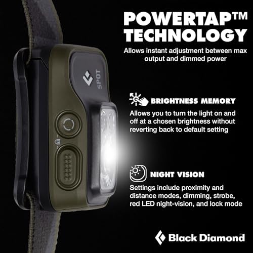 BLACK DIAMOND Spot 400 Headlamp, AAA Powered, Dimmable Bright BD Dark Olive