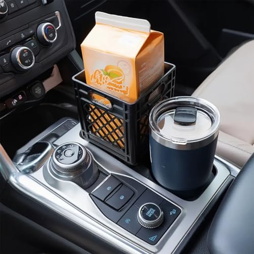 Half Gallon Car Cup Holder Expander - Classic Milk Crate Style Adapter for Square Cartons, Secure Anti-Spill Insert for Juice, Milk & Iced Coffee, Heavy Duty Interior Organizer for SUVs & Trucks