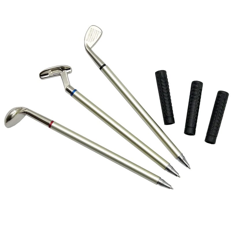 Seadream Golf Gift Set,Golf Pen Holder Set with Lawn Base and 3 Pens (Silver+Black)