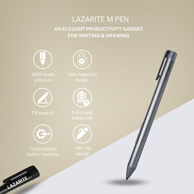 LAZARITE M Pen, Active Stylus for Lenovo Tab P11, Flex 5/14, Yoga 7i, Hp Envy