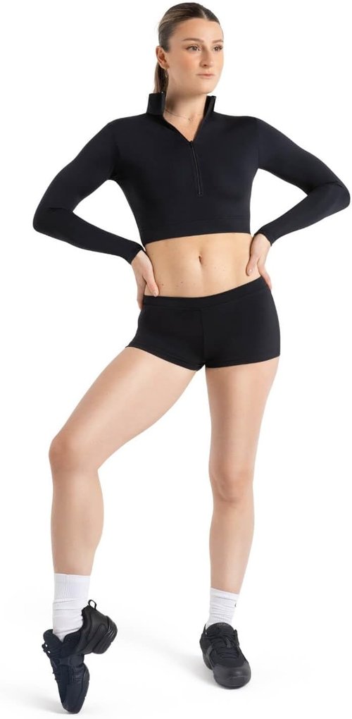 Capezio Women's Low Rise Boy Cut Shorts - Comfortable Fit for Dance & Active Wear | Black