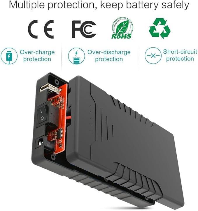 Talentcell Rechargeable 12V 6000mAh/5V 12000mAh DC Output Lithium ion Battery