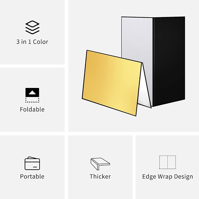 Meking 17x12 Inch 3 in 1 Light Reflector Photography Cardboard, Studio Foldable