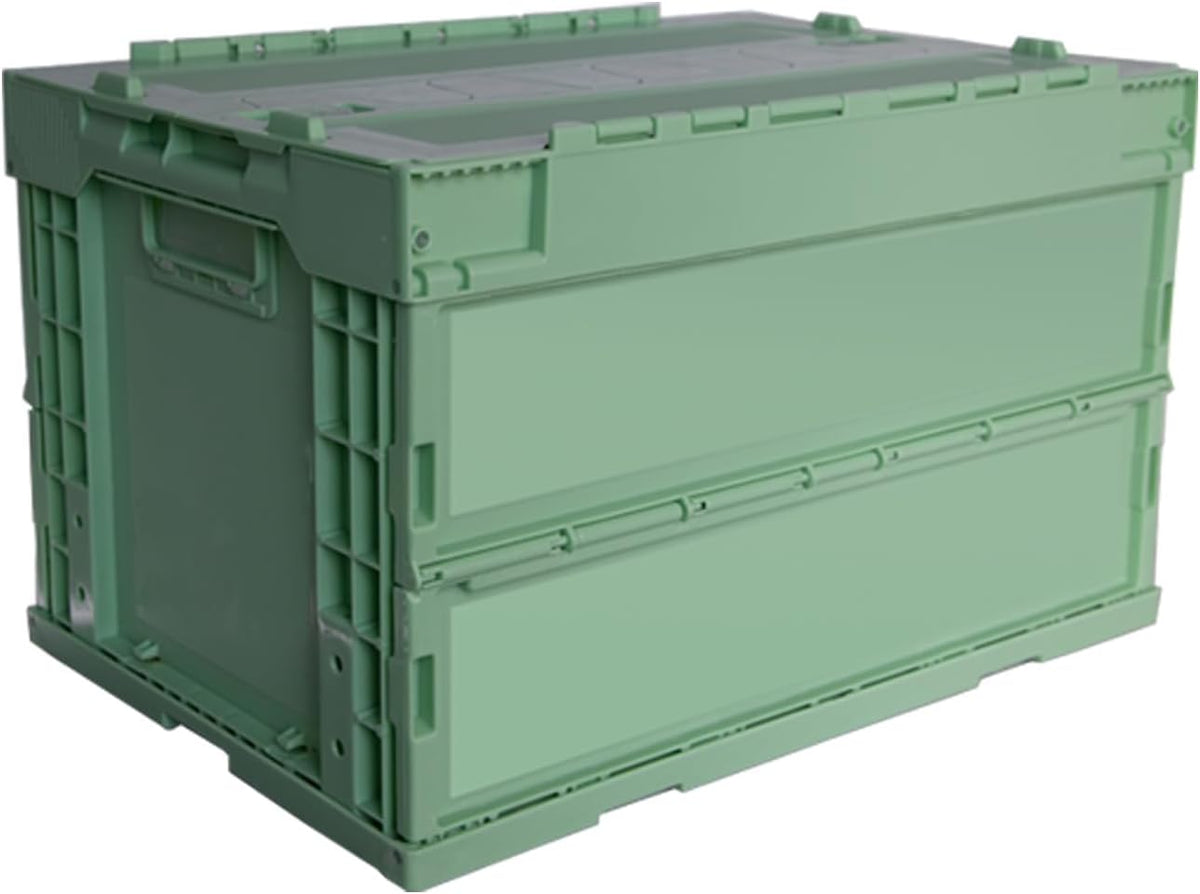 56QT Foldable Storage Box with Handles, Collapsible Plastic Organizer Bin for Home, Car Trunk, Outdoor Camping &amp; Travel, Eco-Friendly Khaki Container (21.9"x15.2"x12.8")
