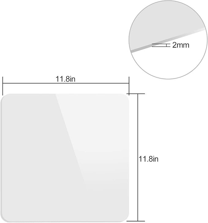 KINJOEK 2 PCS 30x30cm 12 x 12 Inch Acrylic White Reflective Display Table Riser