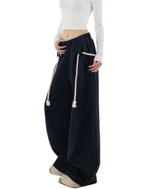 BeRamg Baggy Sweatpants for Women Men High Waist Wide Leg Sweatpants Oversize Barrel Pants Casual Trousers(Black2-XL)