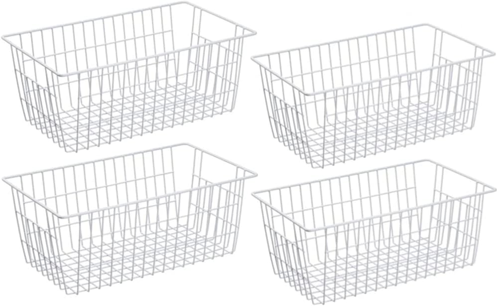 Slideep Farmhouse Wire Organizer Storage Bin Basket with Handles, Food Storage for Kitchen Cabinets, Pantry, Closet, Bedroom, Bathroom, Office 6 Pack