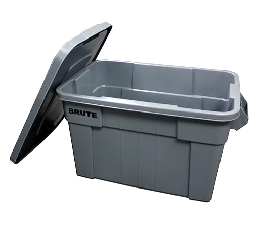 Rubbermaid Commercial Products Brute Tote Storage Container With Lid, 20-Gallon, Gray,