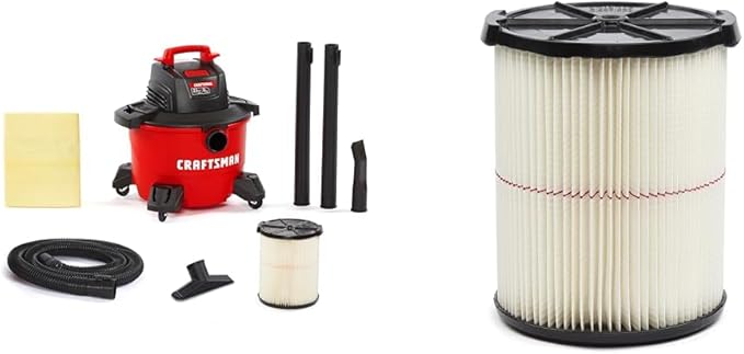 CRAFTSMAN CMXEVBE17584 6 Gallon 3.5 Peak HP Wet Dry Vac, Portable Shop Vacuum Wet and Dry with 2 Filters, Dust Bag, Hose and Attachments for Home, Garage and Automotive Cleaning