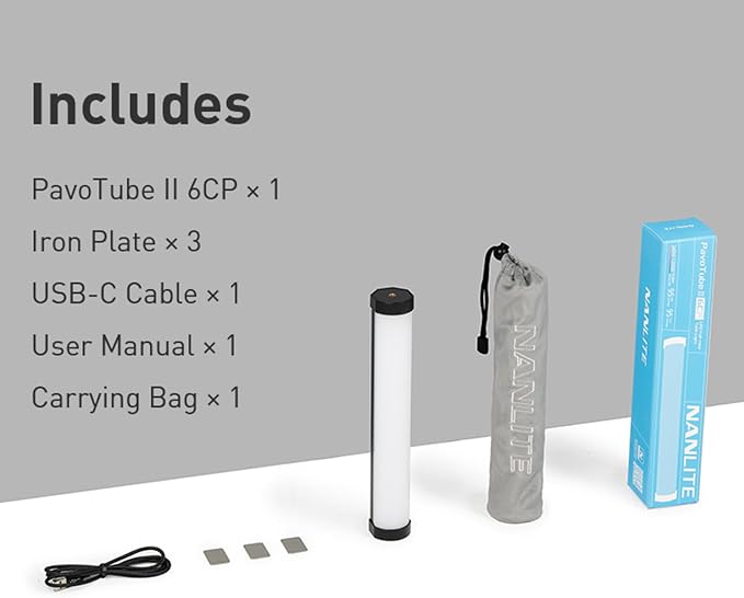 NANLITE PavoTube II 6CP LED RGB Tube: 2400K-12000K Broader Color Temperature