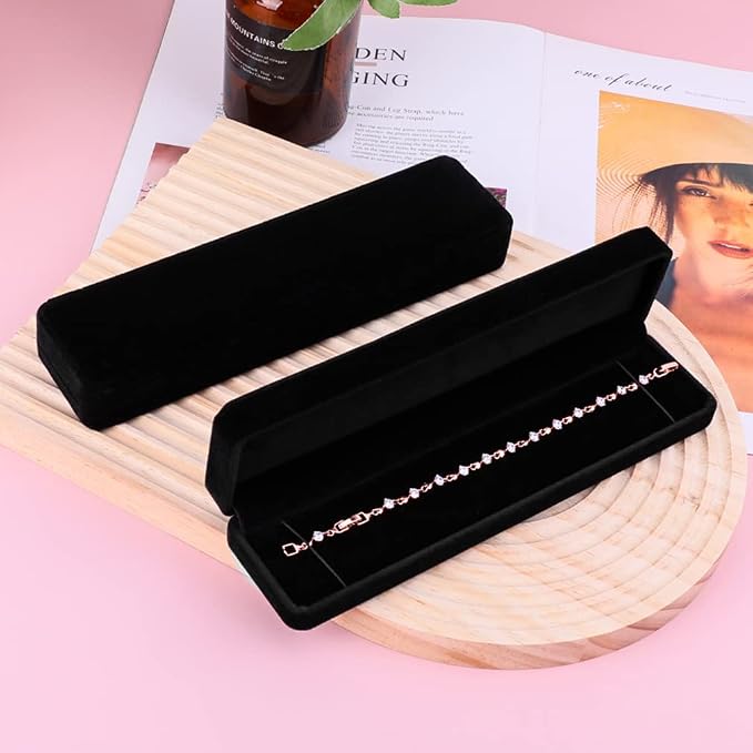 iSuperb Set of 2 Velvet Necklace Box Long Bracelet Box Display Chain Jewelry