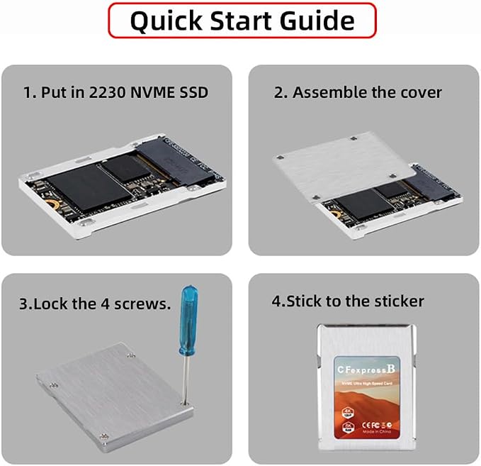Type-B CFexpress to NVME 2230 Memory Card Kit Case CFE CFB NGFF M-Key Adapter