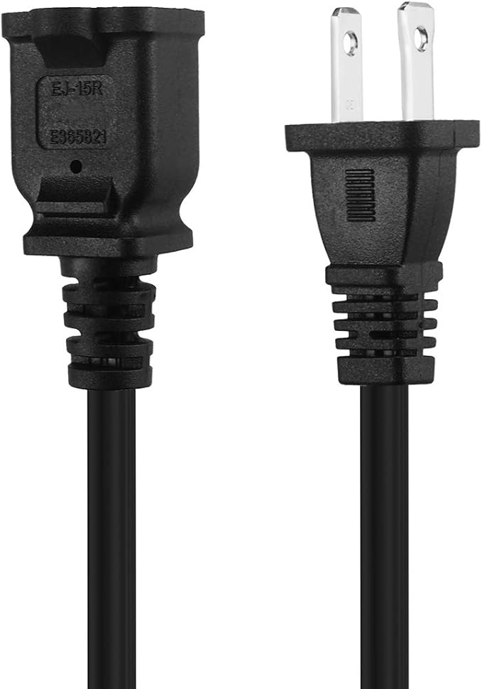 10FT(3M) Polarized US 2-Prong Male-Female Extension Power Cord Cable, 2 Outlet Extension Cable Cord US AC 2-Prong Male/Female Power cable10A/125V,Nema 1-15P to 1-15R Cable Polarity