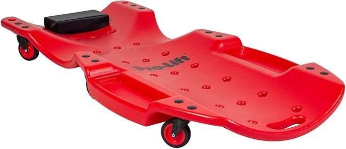 Pro-Lift Mechanic Plastic Creeper 48 Inch - Blow Molded Ergonomic HDPE Body with Padded Headrest & Dual Tool Trays - 440 Lbs Capacity Orange