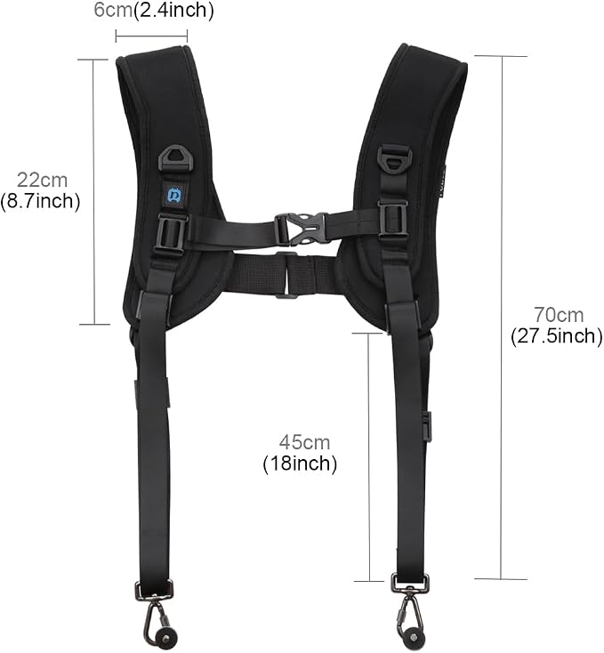 PULUZ Dual Camera Shoulder Harness Quick Release Double Camera Tether Strap