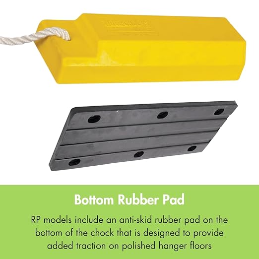 Checkers 15" Airplane Chocks, Aviation Wheel Chocks for Small to Mid-Sized Aircraft, One Tire Chock for Polished Hangar Floors with Rope Lanyard, Durable Lightweight Urethane, Yellow, AC3515-RP-S