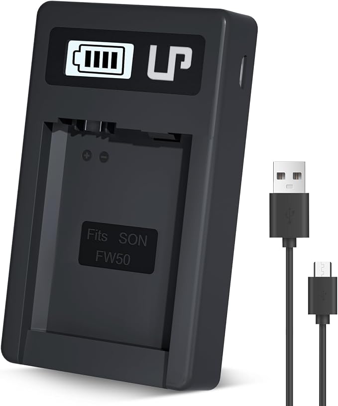NP-FW50 Battery Charger, LP LCD Display USB Charge Port Station, Compatible