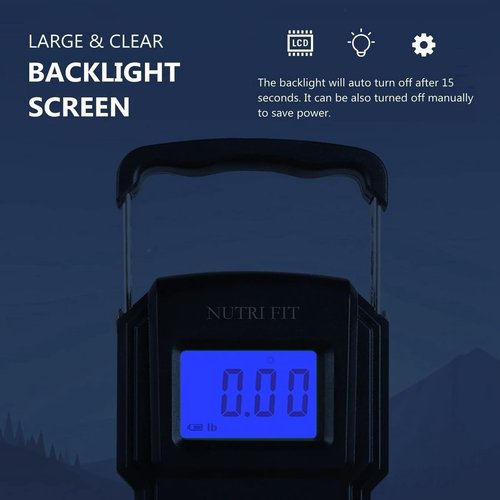 NUTRI FIT Digital Luggage Scale - Portable Handheld Suitcase Weighing Tool | 110lb Capacity for Travel