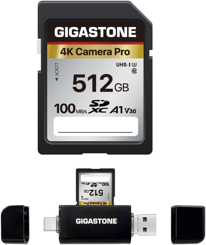 【5-Years Data Recovery】 GIGASTONE 512GB SD Card