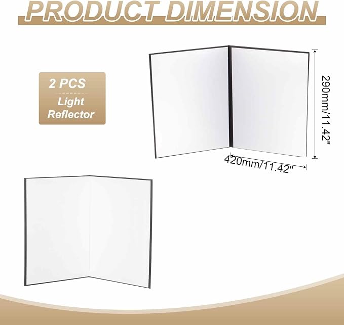 2Pcs 17"x11" Light Reflector 2 in 1 Photography Reflector Cardboards, Foldable