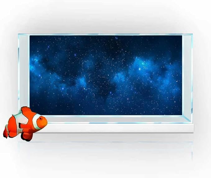 36X20IN Starry Aquarium Background, Art Starry Fish Tank Decorations Background, with 8 EVA Double-Sided Tape