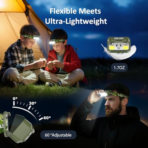 LHKNL Rechargeable Headlamp,Lumen Super Bright Head Lamp Flashlight 2-Pack
