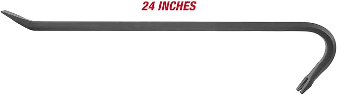 GreatNeck WR24 Wrecking Bar, 24 Inch | Pry, Strike, & Demo with Single Rugged Tool | Slotted Nail Puller & Hardened Prying Edge | Drop Forged Steel Construction Tool | Rust Resistant
