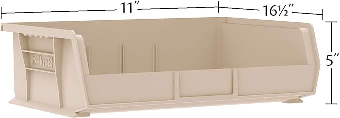 Akro-Mils 30255 AkroBins Plastic Storage Bins, Space-Saving Stackable Bins for Garage, Pantry, Craft Organization, 11" x 16" x 5", Red, 6-Pack