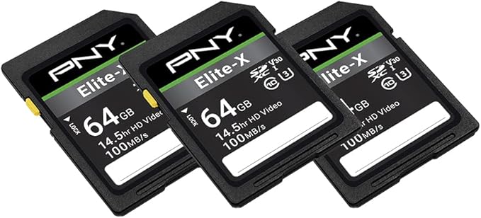 PNY 64GB Elite-X Class 10 U3 V30 SDXC Flash Memory Card