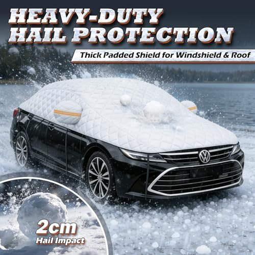 Hail Protector Car Cover, Multi-Layer Cotton Padded Half Car Cover, Thickened Top Protection for Hail, Snow & Impact, Fits Sedan L