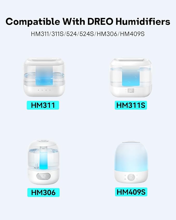 Leemone 4-Pack Humidifier Demineralization Cartridge Compatible with Dreo Humidifiers HM311/311S, HM306, HM409S, Prevents Hard Water Build-Up, Filters Mineral Deposits, Eliminate White Dust