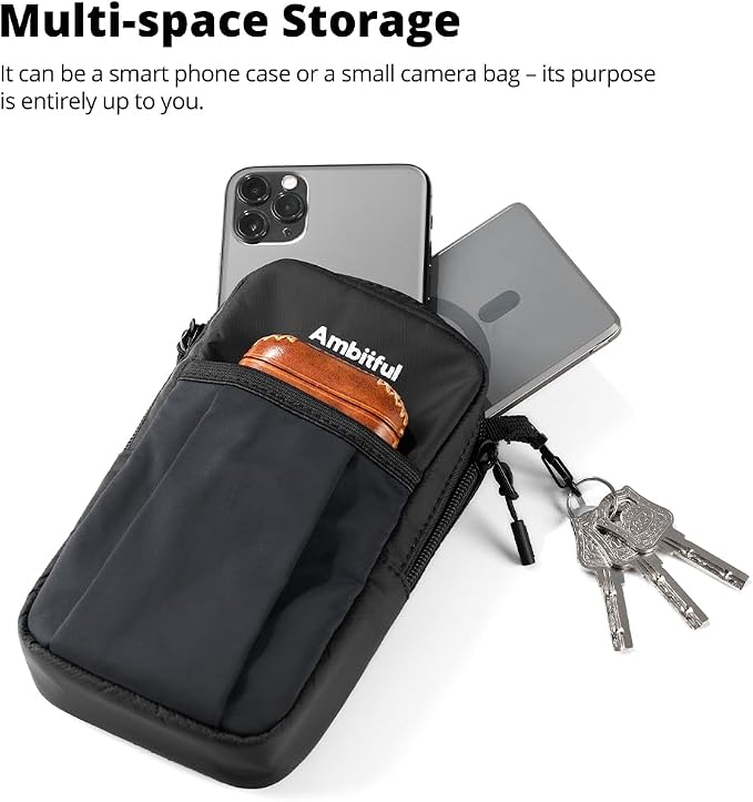 AMBITFUL Compact Sports Camera Bag, Shoulder Strap Storage Case, 3.94 x 1.57 x