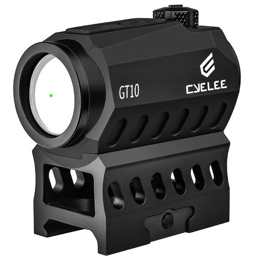 Cyelee GT10 Mini Green (Not Red) Dot Sight 1x20mm 3 MOA Shake Awake Rifle Scope with Absolute Co Witness Riser