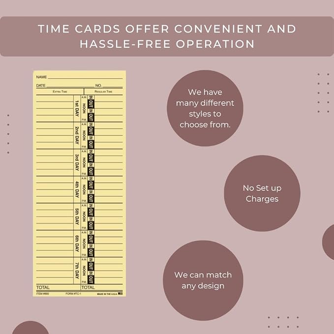 Time Clock Cards Front Load Manual Time Cards