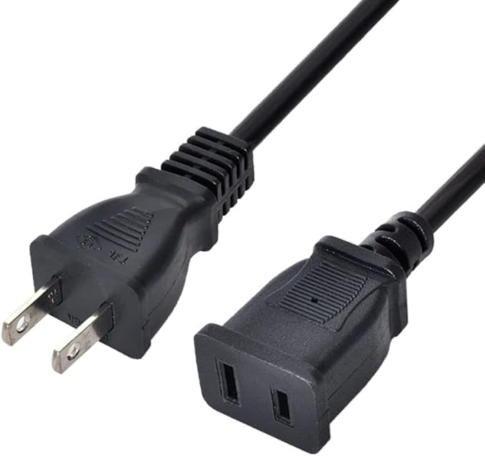 Toptekits (16.4ft/5m) USA Outlet Saver Power Extension Cord Cable 125V 10A 2-Prong 2 Outlets for NEMA 5-15P to NEMA 5-15R,Nice Extension (16.4ft/5m)