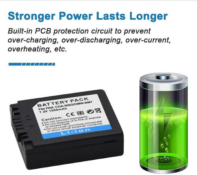 CGA-S002E/DWM-BM7 Camera Battery Multifunctional Charger Set Compatible