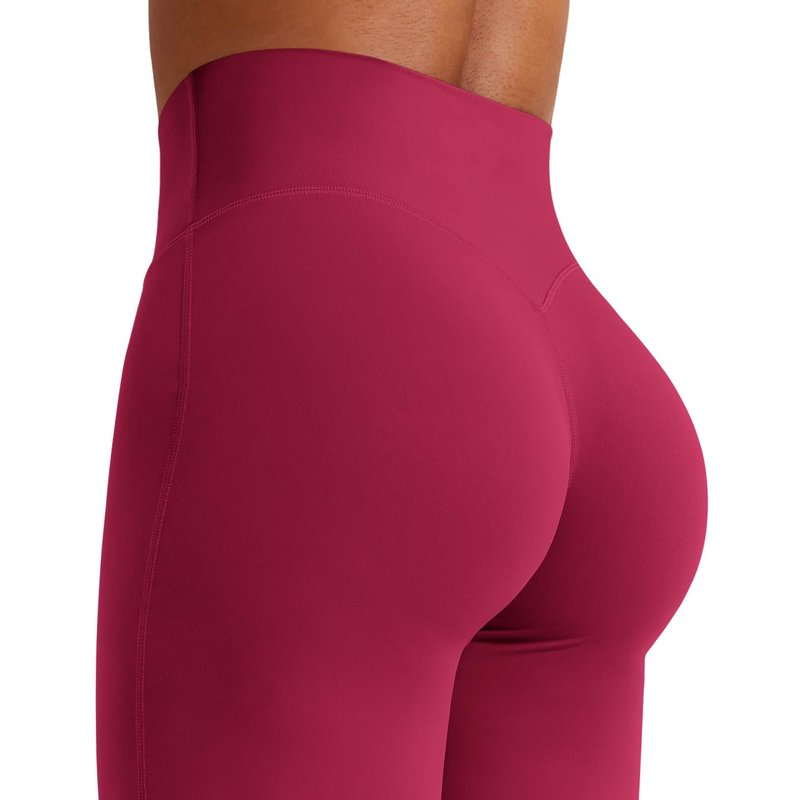 YEOREO Workout Leggings Womens No Front Seam Straight Leggings 33" High Waist Buttery Eddiy Gym Yoga Pants Ruby Red S