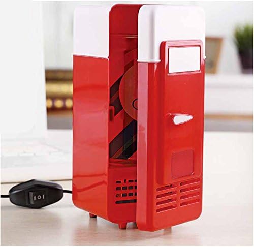 ThreeH New Mini Red USB Fridge Cooler Beverage Drink Cans Cooler/Warmer Refrigerator for Laptop PC Computer Red H-UF05Red