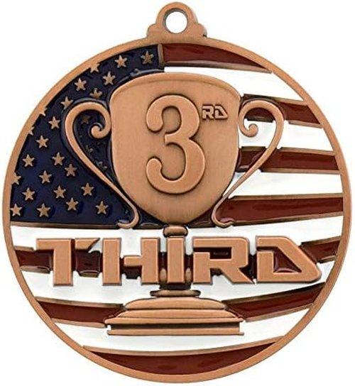 Decade Awards Custom Engraved Patriotic Place Medal - Stars and Stripes Ribbon | 2.75 Inch Wide
