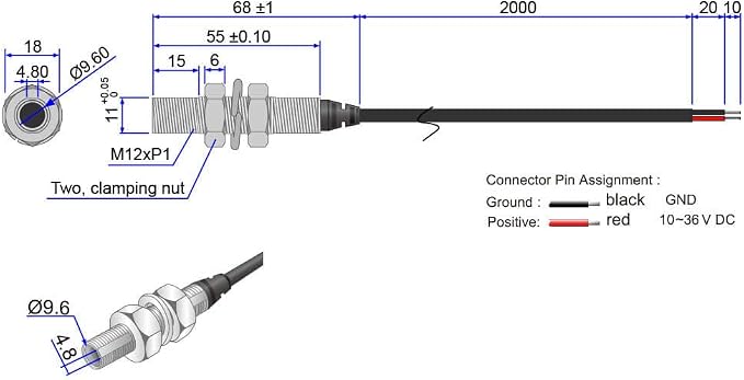 IR Circular Dot Laser Module, 1050 nm, Class 1, Industrial Laser Projector