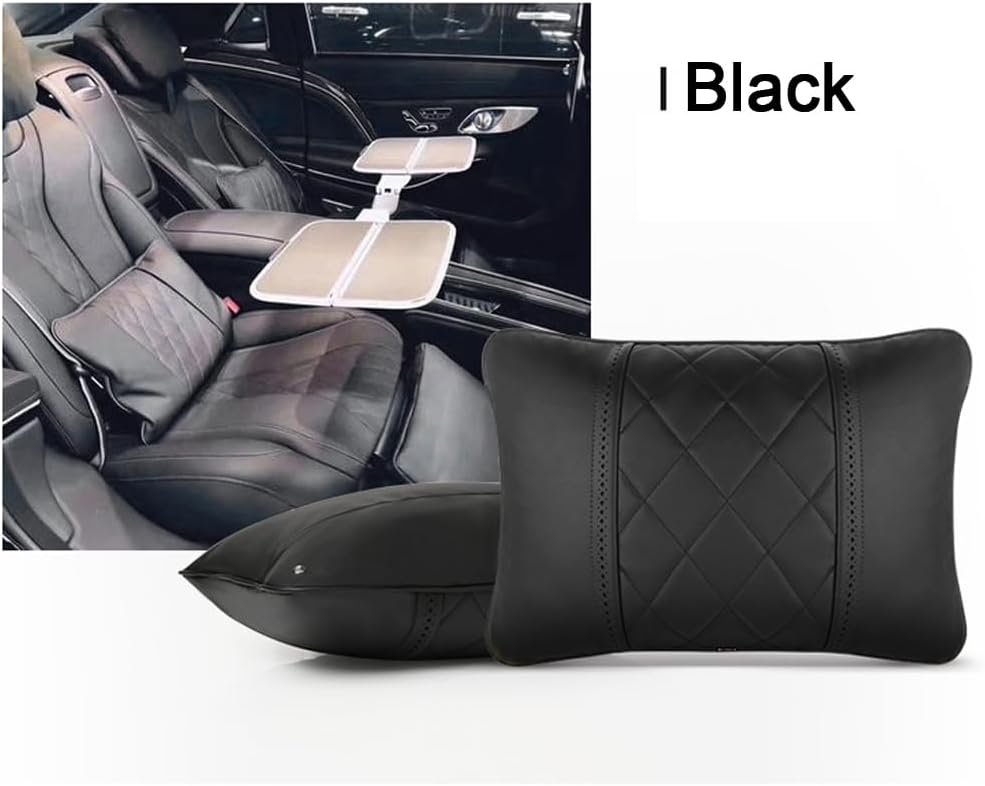 Car Pillows Napa Leather Car Seat Rest Cushion Car Lumbar Pillow for Mercedes Benz Maybach S-Class Lumbar Support Pillow car Accessories（Black）