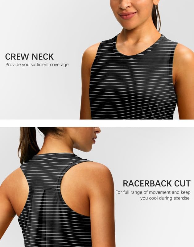 Skiennix Women's Athletic Tank Tops - Racerback Sleeveless Yoga & Running Shirts | Loose Fit, Comfortable Design