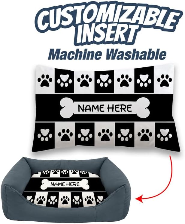 Ships Next Day, Made in USA - Customizable Dog Bed - Personalized Pet Cushion with Design Choice & Add Pet's Name - 3 Sizes - Unique Gift for Puppy or Dog Lovers (20x15.5 Inches)