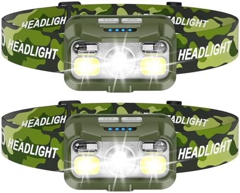 LHKNL Rechargeable Headlamp,Lumen Super Bright Head Lamp Flashlight 2-Pack